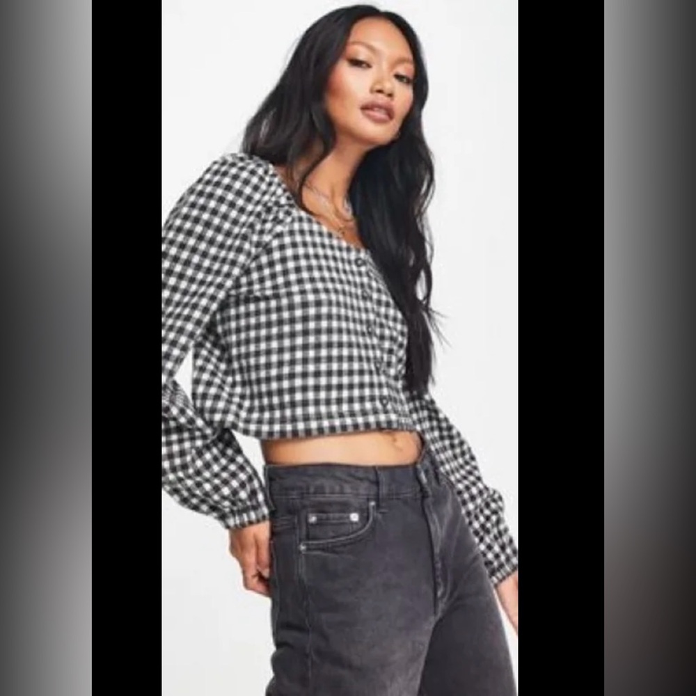 Madewell Black and White Checkered Blouse